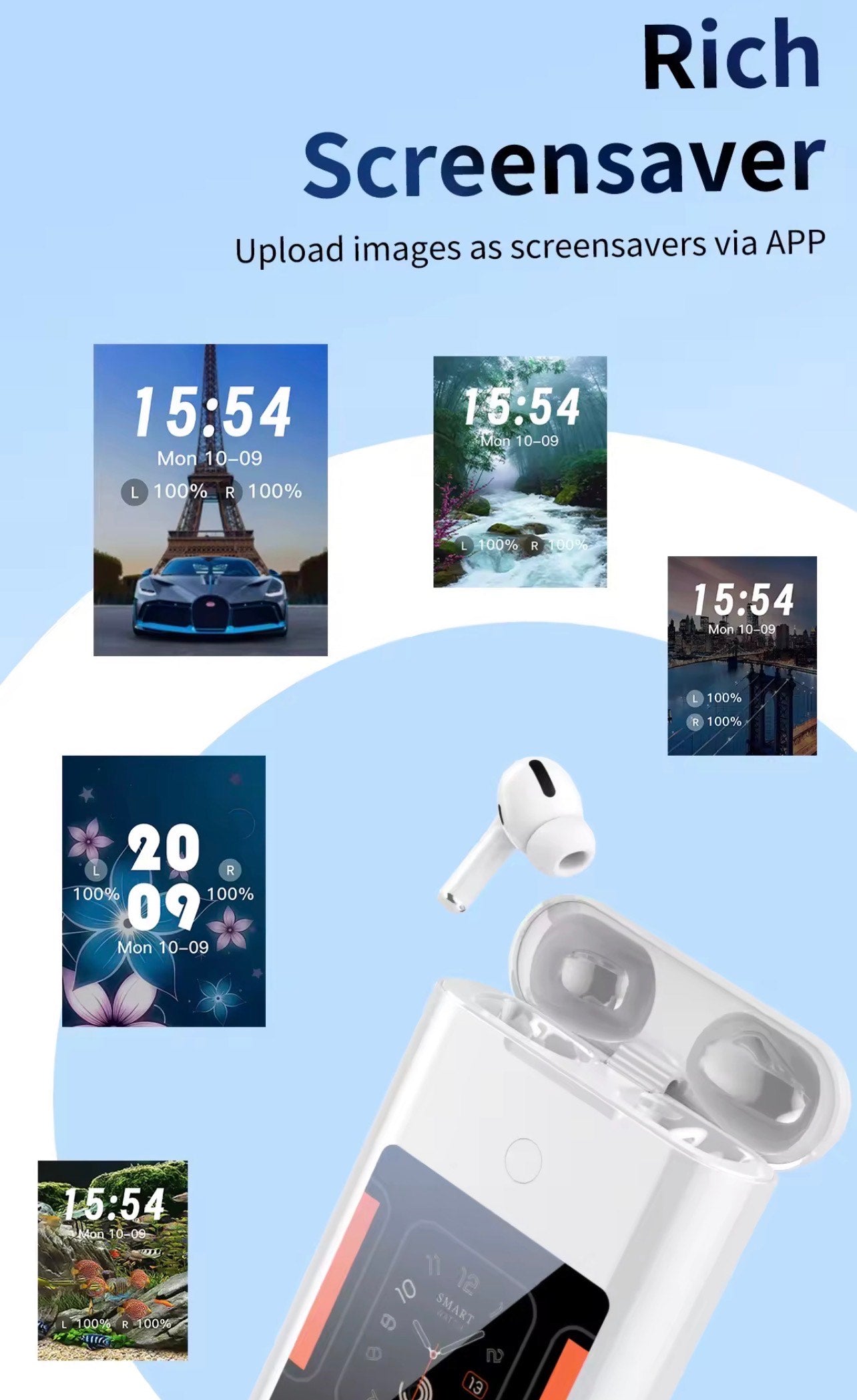 ALL NEW A98 3IN1 TOUCH & WIDE SCREEN EARBUDS (POWER BANK 5000 mAh BATTERY))