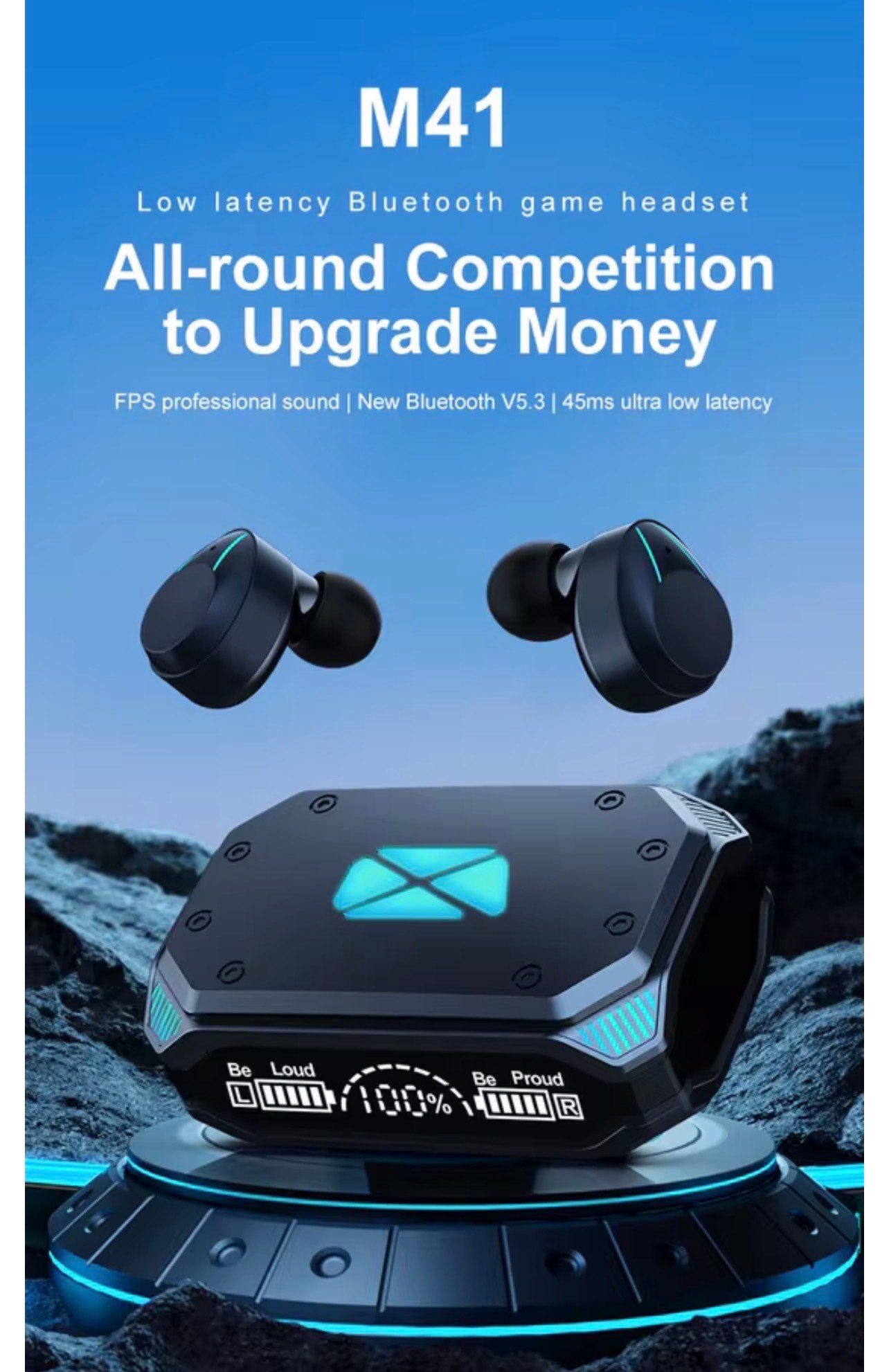 M41 IN EAR BT GAMING EARBUDS (TWS, ANC, HiFi & CHARGING CASE)