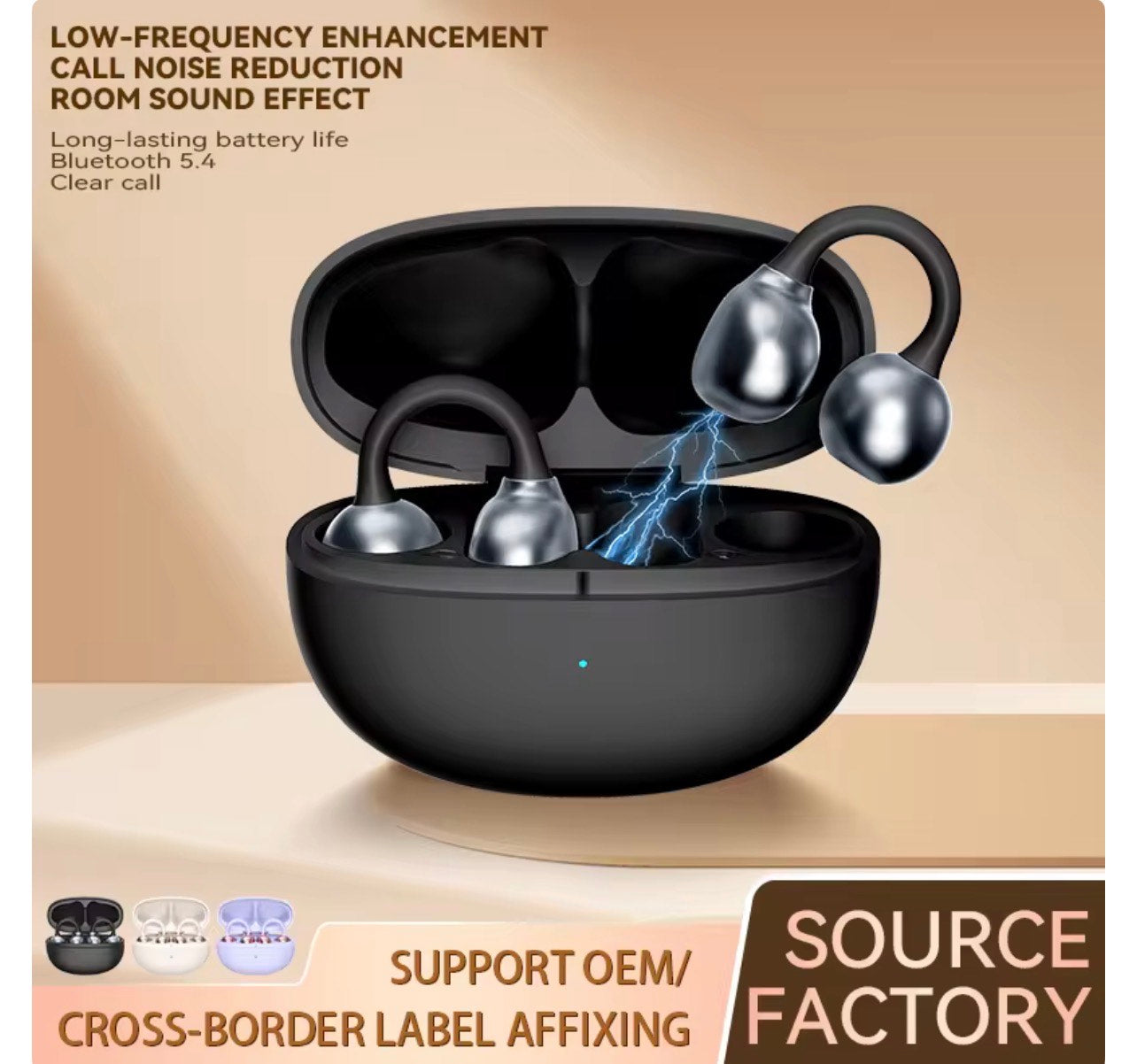 H66 EAR CLIP WIRELESS BT EARBUDS (360 DEGREES AIR CONDUCTION STEREO, CHARGING CASE, ANC, ENC)