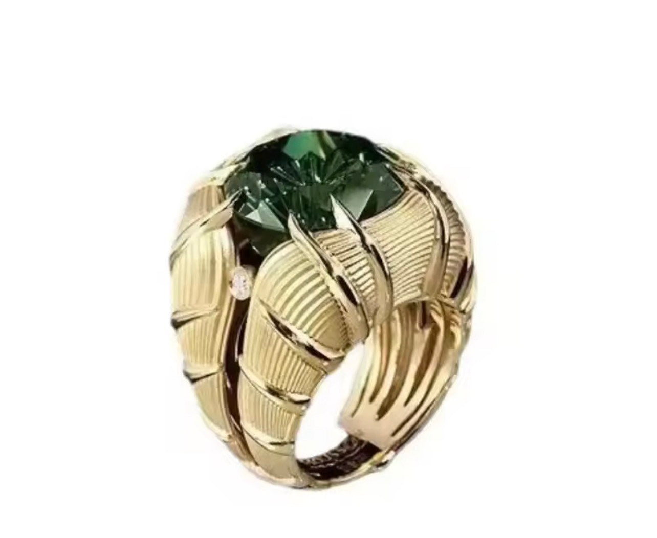 TANZANITE GOLD PLATTED RING WITH GREEN STONE