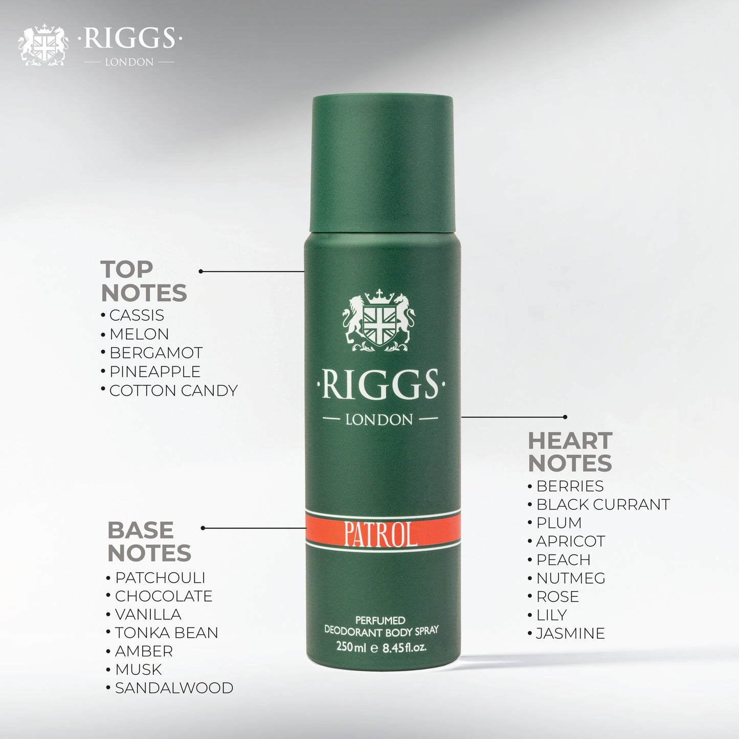 RIGGS PATROL PERFUMED DEODORANT BODY SPRAY - 250ML