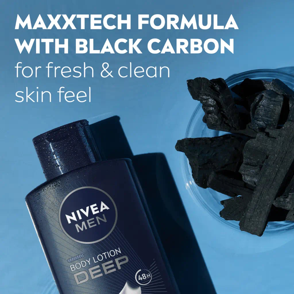 NIVEA MEN body lotion with black carbon 