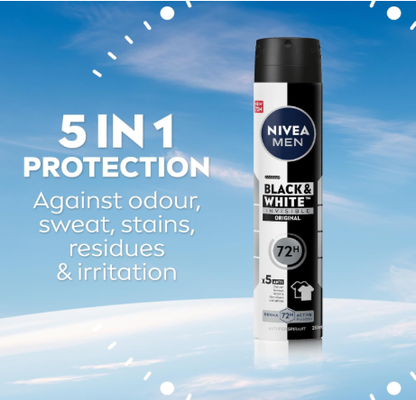 NIVEA MEN BLACK & WHITE INVISIBLE ORIGINAL ANTIPERSPIRANT SPRAY - 200ML